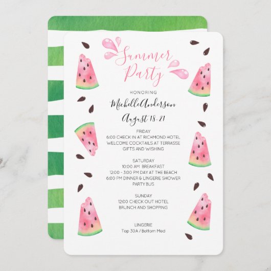 Invitation Itinéraire du week-end de la pastèque d'été (Devant / Derrière)