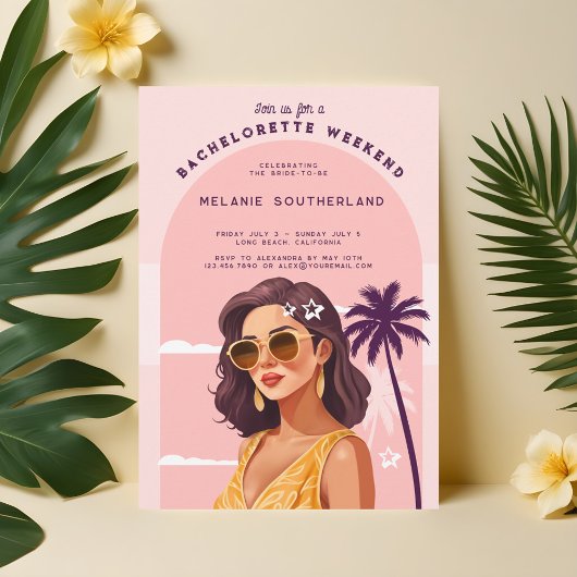 Invitation Itinéraire du week-end de la plage Retro