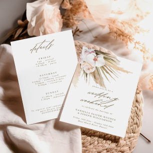 Invitation Itinéraire du week-end de Mariage de graminées Boh