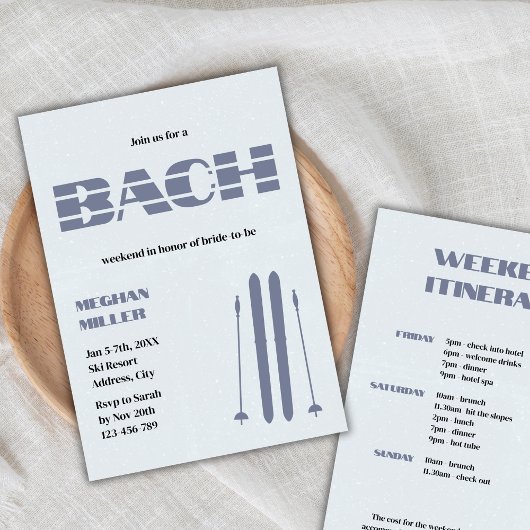 Invitation Itinéraire du week-end d'hiver de la Bachelorette 