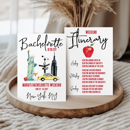 Invitation Itinéraire du week-end du Bachelorette de New York
