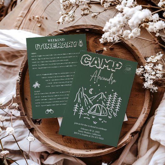 Invitation Itinéraire du week-end du Camp Bachelorette