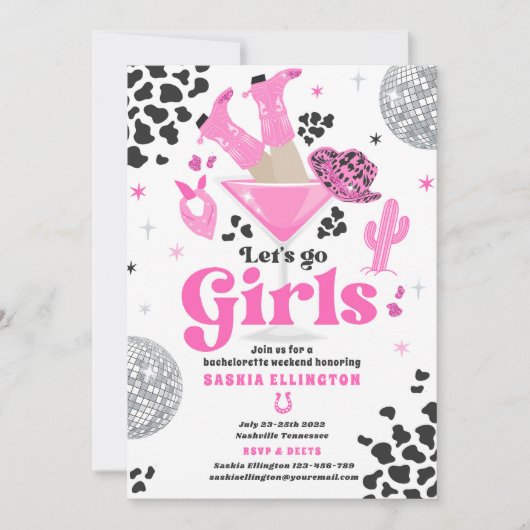 Invitation Itinéraire du week-end du rodéo de la Bachelorette (Devant)