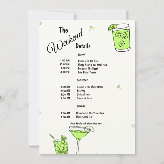 Invitation Itinéraire du week-end marg & mariage (Dos)