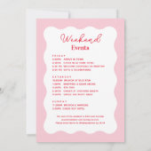 Invitation Itinéraire du week-end rose et rouge Wavy (Dos)