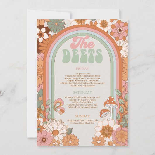 Invitation Itinéraire du week-end super et boozy (Dos)