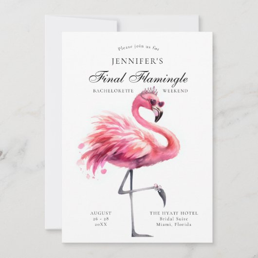 Invitation Itinéraire Final Flamingle Funny Bachelorette Part (Devant)