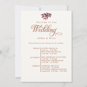 Invitation Itinéraire Mariage de automne élégant Feuille de B