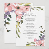 Invitation Itinéraire mariage - Lettre de bienvenue Rose de t (Devant / Derrière)