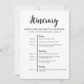 Invitation Itinéraire Minimaliste Bachelorette (Devant)