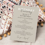 Invitation Itinéraire Neutre Week-end Anniversaire<br><div class="desc">Neutre Gris chaud Moderne Calligraphique Fin de semaine calendrier. Le design présente une élégante disposition de texte de style moderne. Pour effectuer des modifications avancées,  sélectionnez l'option "Cliquez pour customiser plus loin" sous Personnaliser ce modèle.</div>
