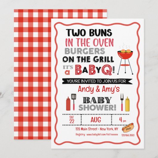 Invitation It's a Baby Q for Twins (Devant / Derrière)