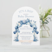 Invitation It's a BOY Blue Balloon Arch Baby Shower (Debout devant)