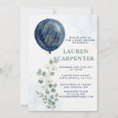Invitation Its a Boy Celebration Navy Blue Balloon Baby Showe (Devant)