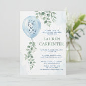 Invitation Its a Boy Celebration Navy Blue Balloon Baby Showe (Debout devant)