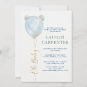 Invitation Its a Boy Celebration Navy Blue Balloon Baby Showe (Devant)