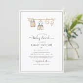 Invitation Its a Boy Clothes Minimalist Boho Baby Shower  (Debout devant)