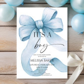 Invitation It's A Boy Elegant Blue Bow Baby Shower