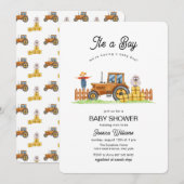 Invitation It's A Boy Framer Tractor Baby Shower  (Devant / Derrière)