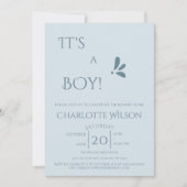 Invitation It's A Boy! Minimalism Pastel Blue Baby Shower (Devant)