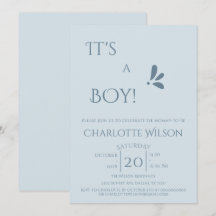 It's A Boy! Minimalism Pastel Blue Baby Shower