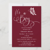 Invitation It's A Boy Modern Minimal Butterfly Baby Shower (Devant)