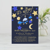 Invitation It's a Boy Moon Stars Mobile Baby Shower By Mail (Debout devant)