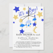Invitation It's a Boy Moon Stars Mobile Baby Shower By Mail (Devant)