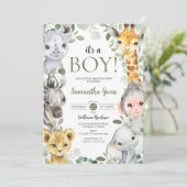 Invitation It's a Boy Safari Baby Shower (Debout devant)