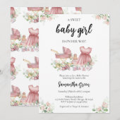 Invitation It's a Girl Baby Clothes Baby Shower (Devant / Derrière)