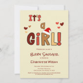 Invitation It's a Girl! Christmas Santa Hat Baby Shower (Devant)