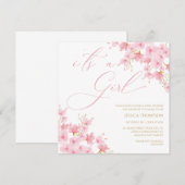 Invitation i'ts a Girl Floral Baby Shower Cherry Blossom (Devant / Derrière)