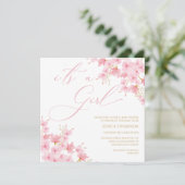 Invitation i'ts a Girl Floral Baby Shower Cherry Blossom (Debout devant)