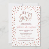 Invitation It's a Girl Rose Gold Baby Shower (Devant)