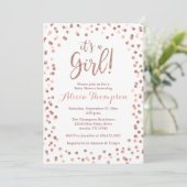 Invitation It's a Girl Rose Gold Baby Shower (Debout devant)