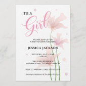 Invitation It's a Girl Soft Blush Pink Flowers (Devant)