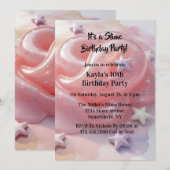 Invitation It's a Slime Birthday Party For Girl’s (Devant / Derrière)