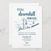 Invitation It's All Downhill from Here Ski Winter Birthday (Devant / Derrière)