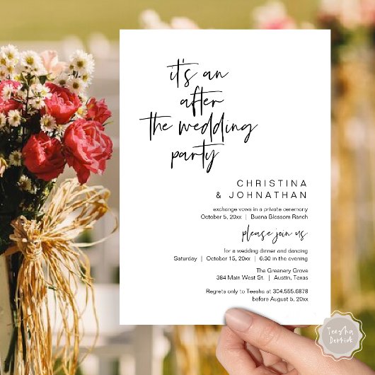 Invitation It's an after the wedding party, elopement dinner