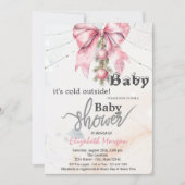 Invitation It's Cold Outside Bow Balls Lights Baby Shower (Devant)