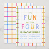 INVITATION IT'S FUN TO BE FOUR, FOURTH BIRTHDAY  (Devant / Derrière)