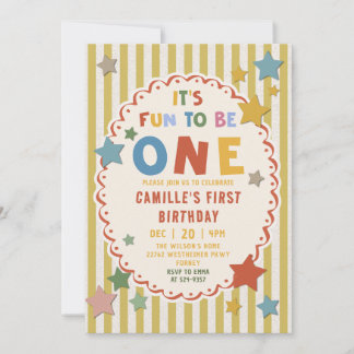 Invitation It's Fun to Be One Colorful 1st Birthday