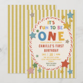 Invitation It's Fun to Be One Colorful 1st Birthday (Devant / Derrière)