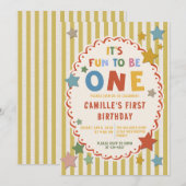 Invitation It's Fun to Be One Colorful 1st Birthday (Devant / Derrière)