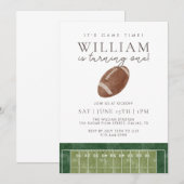 Invitation It's game time First Birthday Football (Devant / Derrière)