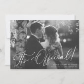 Invitation It's Official! Chic Script Wedding Photo Elopement (Devant)