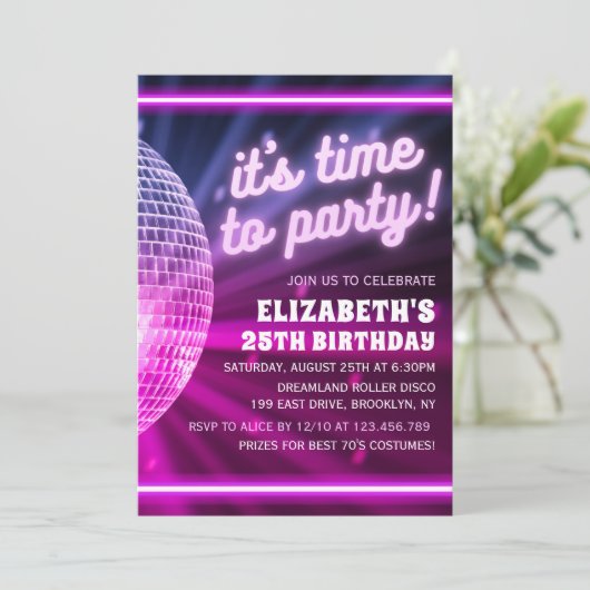 Invitation It's time to Party | Disco Birthday Theme (Debout devant)