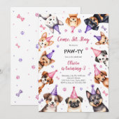 Invitation It's Time to Paw-ty Party Animals Kids Birthday (Devant / Derrière)