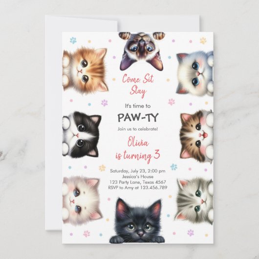 Invitation It's Time to Paw-ty Party Animals Kids Birthday (Devant)