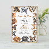 Invitation It's Time to Paw-ty Party Animals Kids Birthday (Debout devant)